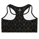 Geometric Black Gold Line Sports bra