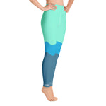 Aqua Color Block Yoga Leggings