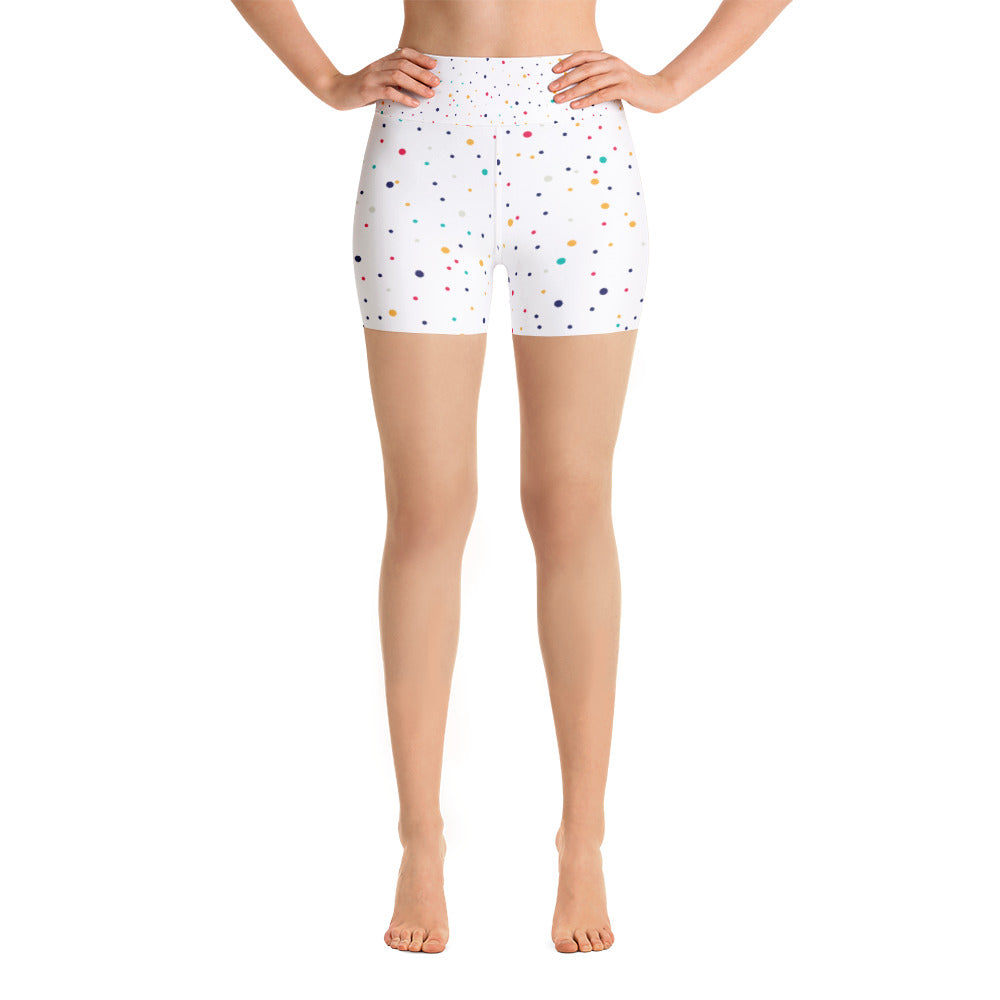 5" White Dots Yoga Shorts