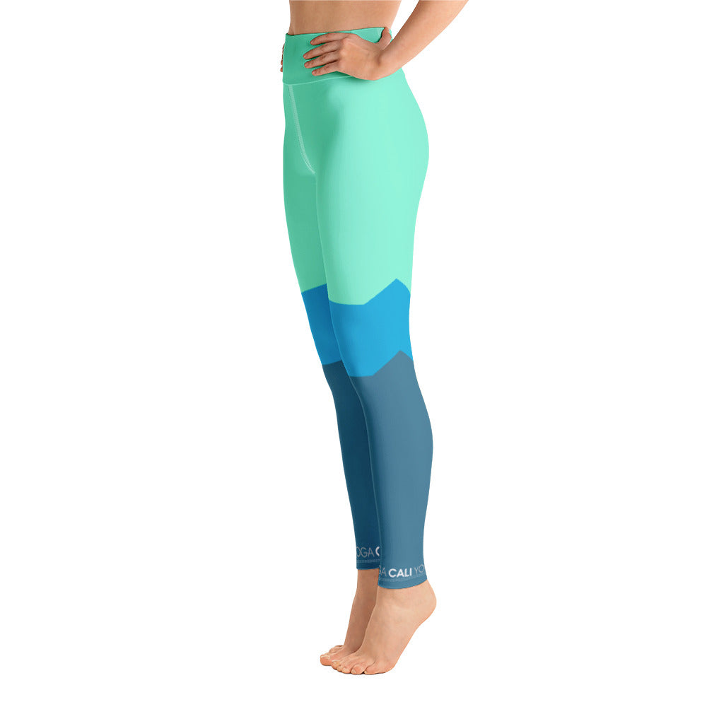 Aqua Color Block Yoga Leggings