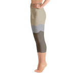 Brown Color Block Yoga Capri Leggings
